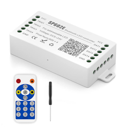 SP602E SPI Pixel Led Müzik Kontrol Cihazı - 4 Çıkışlı - Bluetooth APP Kontrolü